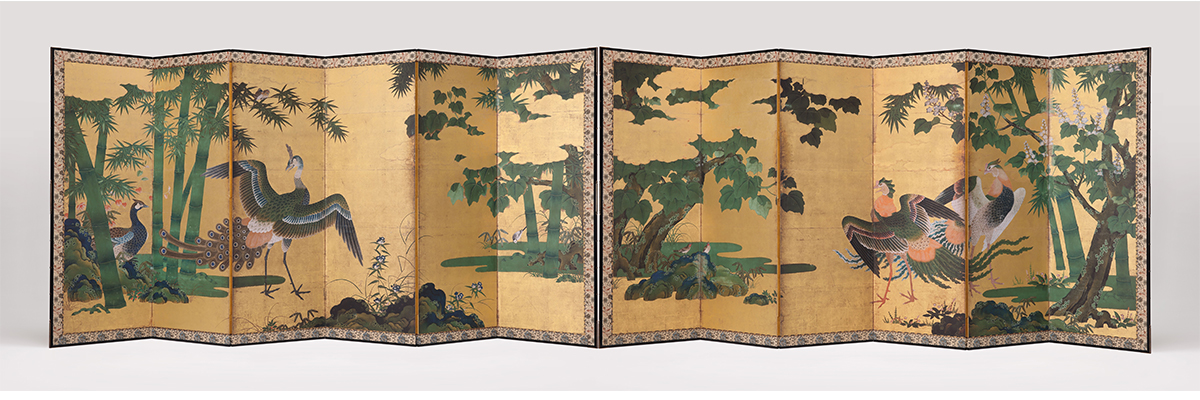 クリーブランド美術館蔵「桐竹鳳凰孔雀図屏風」高精細複製品