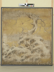 雪中梅竹柳小禽図